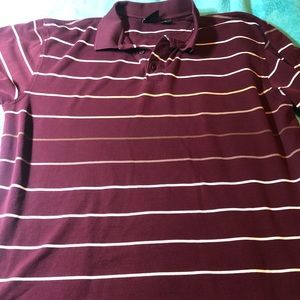 Jos A Banks long sleeve polo XL burgundy with stripes